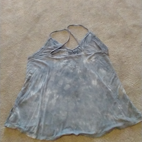 AE Lace Tye Dye Flowy V Neck Tank Top S Small Grey White Strappy - Picture 6 of 6